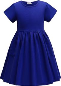 img 4 attached to TriKalor Dresses Sleeve Pleated Pockets Girls' Clothing via Dresses