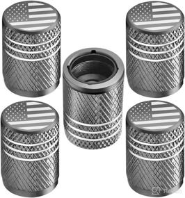 img 4 attached to Tire Valve Stem Caps For Car Tire Cap 5 Pack Corrosion Resistant Leak-Proof Premium Alloy American Flag Universal For Car Bike Truck Motorcycle Grey