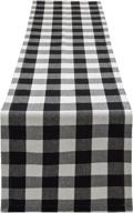 washable and reusable buffalo plaid checkered table runner for indoor or outdoor use logo