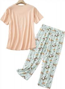 img 3 attached to Comfortable & Stylish Women'S Cotton Pajama Sets With Short Tops & Capri Pants For A Restful Sleep