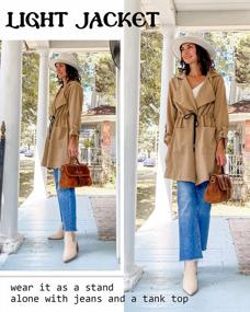 img 3 attached to Women'S Trench Coat Long Sleeve Lightweight Drawstring Waist Casual Jacket Fall 2022