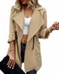 women's trench coat long sleeve lightweight drawstring waist casual jacket fall 2022 logo