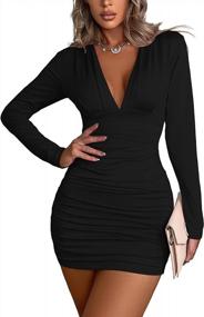 img 4 attached to Get Ready To Turn Heads With Halife Women'S Deep V Neck Bodycon Party Dress!