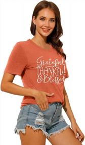 img 3 attached to Women'S Thanksgiving V-Neck T-Shirt: Letter Print Short Sleeve Tee - Grateful, Thankful, And Blessed - Casual Fall Tops