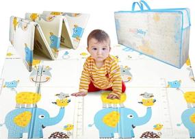 img 4 attached to Aiyoo Baby Play Mat - Foldable Double-Sided Crawling Mat for Infants, Toddlers, and Kids, 77x69x0.6 Inches
