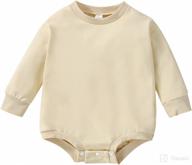 👶 infant baby girl boy sweatshirt romper - long sleeve crewneck oversized bodysuit waffle fall winter pullover top logo