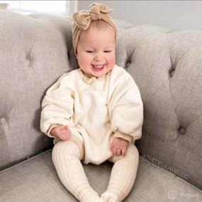 img 3 attached to 👶 Infant Baby Girl Boy Sweatshirt Romper - Long Sleeve Crewneck Oversized Bodysuit Waffle Fall Winter Pullover Top