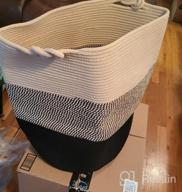 img 1 attached to Woven Cotton Laundry Hamper With 72L Capacity For Organizing Clothes, Blankets And Toys - Black And White Basket For Laundry Room And Bedroom Storage review by Adam Cummings