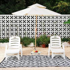 img 2 attached to RVGUARD Outdoor Rugs, Reversible Patio Mat 6 X 9 Feet, Waterproof Camping Rugs For Indoor/Outdoor, Patio, RV, Picnic, Beach, Backyard, Deck, Black & White
