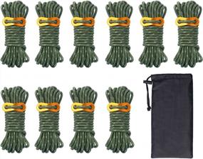 img 4 attached to 10-Pack Of Reflective 4Mm Outdoor Guy Lines With Aluminum Adjuster Tensioners And Nylon Tie Downs - Ideal For Camping, Hiking, Backpacking, Tarp, Canopy Shelter In Army Green By Hikeman