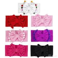 🎀 emma bear boutique pompom baby headbands - stylish baby girl bows head band, soft waffle knit material - adorable toddler hair accessories, must-have newborn essentials, photogenic props, matching infant outfits - set of 7 logo