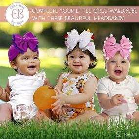 img 2 attached to 🎀 Emma Bear Boutique Pompom Baby Headbands - Stylish Baby Girl Bows Head Band, Soft Waffle Knit Material - Adorable Toddler Hair Accessories, Must-Have Newborn Essentials, Photogenic Props, Matching Infant Outfits - Set of 7