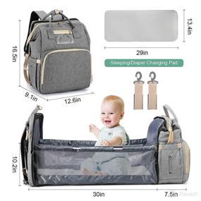 img 3 attached to 🎒 3-in-1 Diaper Bag Backpack with Changing Station - Mommy Bag Registry for Baby Shower Gifts - Baby Diaper Bag for Boys Girls - Sun Shade & Insulated Material - Grey