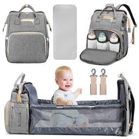 img 4 attached to 🎒 3-in-1 Diaper Bag Backpack with Changing Station - Mommy Bag Registry for Baby Shower Gifts - Baby Diaper Bag for Boys Girls - Sun Shade & Insulated Material - Grey