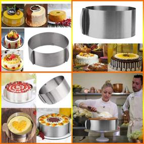 img 1 attached to Cyimi Stainless Steel Cake Mould Set - Easily Adjustable 6-12 Inch Cake & Mousse Ring, Thickened Cake Rings For Perfect Baking, DIY Cake - Round And Square Shapes Included