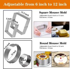 img 3 attached to Cyimi Stainless Steel Cake Mould Set - Easily Adjustable 6-12 Inch Cake & Mousse Ring, Thickened Cake Rings For Perfect Baking, DIY Cake - Round And Square Shapes Included