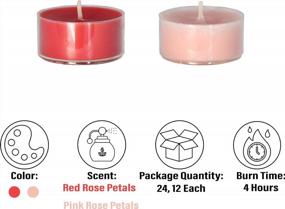 img 2 attached to Получите романтику в упаковке по 24 штуки: розовые и красные лепестки роз CandleNScent, ароматизированные свечи, чайные свечи на День святого Валентина