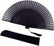 silk and bamboo folding fans with fabric sleeve for festivals, weddings, dancing, and parties - handheld fans in unique s-shape design by meifan logo