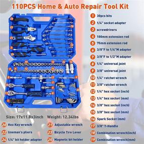 img 3 attached to Professional 110-Piece Home Tool Set – SORAKO Auto Repair Toolkit with Pliers, Screwdrivers, Wrench Socket Kit, and Storage Case – Ideal for DIYers, Handymen, and Homeowners