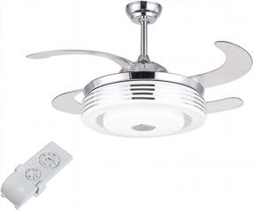 img 4 attached to 36W Modern Silver Ceiling Fan Chandelier With Remote Control, 42In Retractable & 7-Color Changing Light For Kitchen Living Room - TFCFL 110V
