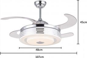 img 3 attached to 36W Modern Silver Ceiling Fan Chandelier With Remote Control, 42In Retractable & 7-Color Changing Light For Kitchen Living Room - TFCFL 110V