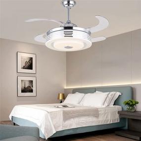 img 1 attached to 36W Modern Silver Ceiling Fan Chandelier With Remote Control, 42In Retractable & 7-Color Changing Light For Kitchen Living Room - TFCFL 110V