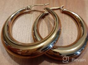 img 8 attached to 💫 Stylish Hollow Tube Hoop Earrings for Women & Girls - Gold/Silver Moon/Oval Shape with Snap Design