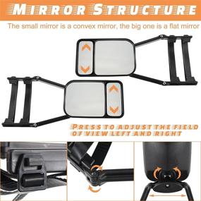 img 2 attached to 🚗 360 Degree Adjustable Dual View Towing Mirror - 2 Pieces Black Clip-on Side Extension Mirror for Car, Truck, and Auto Towing