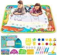 obuby water drawing mat kids doodle mats coloring writing board no mess toy for kids toddler animal educational painting pad toys for ages 3-12 girls boys - large size 40 x 28 inches logo