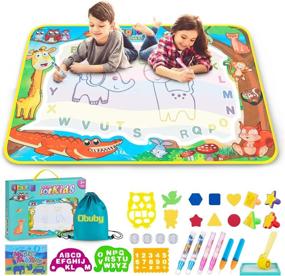 img 4 attached to Obuby Water Drawing Mat Kids Doodle Mats Coloring Writing Board No Mess Toy for Kids Toddler Animal Educational Painting Pad Toys for Ages 3-12 Girls Boys - Large Size 40 x 28 Inches