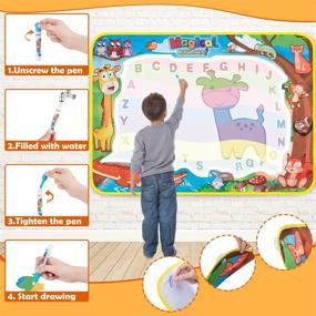 img 2 attached to Obuby Water Drawing Mat Kids Doodle Mats Coloring Writing Board No Mess Toy for Kids Toddler Animal Educational Painting Pad Toys for Ages 3-12 Girls Boys - Large Size 40 x 28 Inches