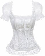 blidece gothic tapestry lace up boned corset overbust bustier with lace sleeves logo