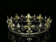 samky men's full king's crown for theather prom party - clear crystals gold plating t436 logo
