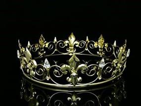 img 1 attached to SAMKY Men'S Full King'S Crown For Theather Prom Party - Clear Crystals Gold Plating T436