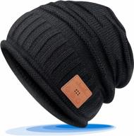 bluetooth beanie hat - cool christmas gift idea for men women teen boys girls dad mom with bluetooth 5.0 headphones & music knit winter outdoor black логотип
