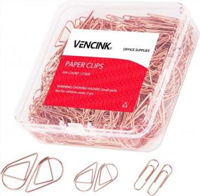 img 4 attached to 300 Pcs Cute Rose Gold Paper Clips Assorted Sizes, Smooth Steel Wire Paperclips Large Medium And Small For Office Supplies School Students Girls Kids Women Wedding Paper Document Organizing By VENCINK
