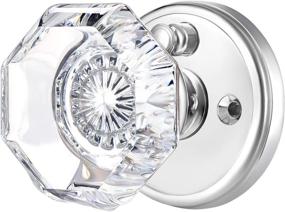 img 3 attached to Secure & Stylish: CLCTK Privacy Crystal Glass Door Knobs With Lock - Octagon Design For Bedroom/Bathroom In Polished Chrome Finish
