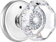 secure & stylish: clctk privacy crystal glass door knobs with lock - octagon design for bedroom/bathroom in polished chrome finish logo