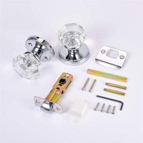 img 2 attached to Secure & Stylish: CLCTK Privacy Crystal Glass Door Knobs With Lock - Octagon Design For Bedroom/Bathroom In Polished Chrome Finish