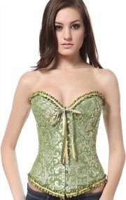 img 2 attached to Women'S Floral Lace Up Satin Corset Vintage Boned Bustier Sexy Waist Cincher Overbust Shapewear Plus Size