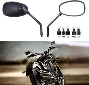 img 2 attached to 🛵 Black Chrome Rectangle M10 Motorcycle Side Mirrors | Rearview Wing Mirrors for Bobber ATV Street Bike Cruiser Chopper