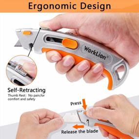 img 1 attached to Heavy-Duty Utility Knife With Zinc Alloy Body, Rubber Grip Handle & Retractable 3 Position - Plus Extra 5 Blades Refills And Safe Box Cutter Design By WORKLION