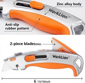 img 3 attached to Heavy-Duty Utility Knife With Zinc Alloy Body, Rubber Grip Handle & Retractable 3 Position - Plus Extra 5 Blades Refills And Safe Box Cutter Design By WORKLION