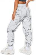 women's gray reflective hip hop jogger pants - brand harajuku night fluorescent dance trousers logo