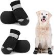 large & medium dog waterproof shoes - winter snow booties w/ adjustable straps, anti-slip sole, rugged protection for hiking outdoors pet paw protectors comfort logo