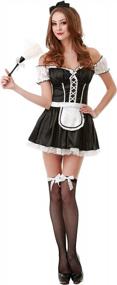 img 4 attached to French Maid Halloween Costume For Women - Uniform Apron Outfit