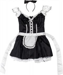img 1 attached to French Maid Halloween Costume For Women - Uniform Apron Outfit
