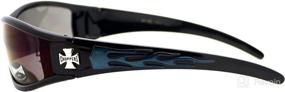 img 1 attached to 🔥 Choppers Sunglasses: Bold Black/Blue Flame Mirror Lens for Motorcycle Bikers