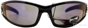 img 3 attached to 🔥 Choppers Sunglasses: Bold Black/Blue Flame Mirror Lens for Motorcycle Bikers