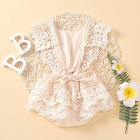 img 3 attached to 2Pcs Newborn Baby Girl Lace Ruffles Sleeve Bodysuit Backless Jumpsuit Romper Set Clothes